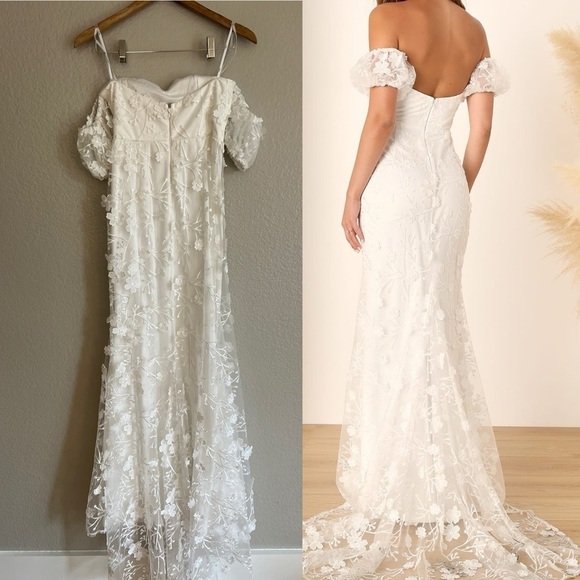 NWOT Lulus Magical Beginnings White 3D Floral Embroidered Maxi Dress - Picture 5 of 9